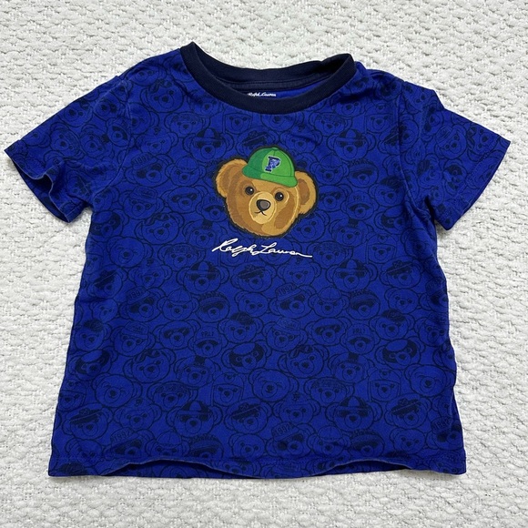 Polo Ralph Lauren Royal Blue Polo Bear Graphic T-Shirt Size 24M - Picture 1 of 7